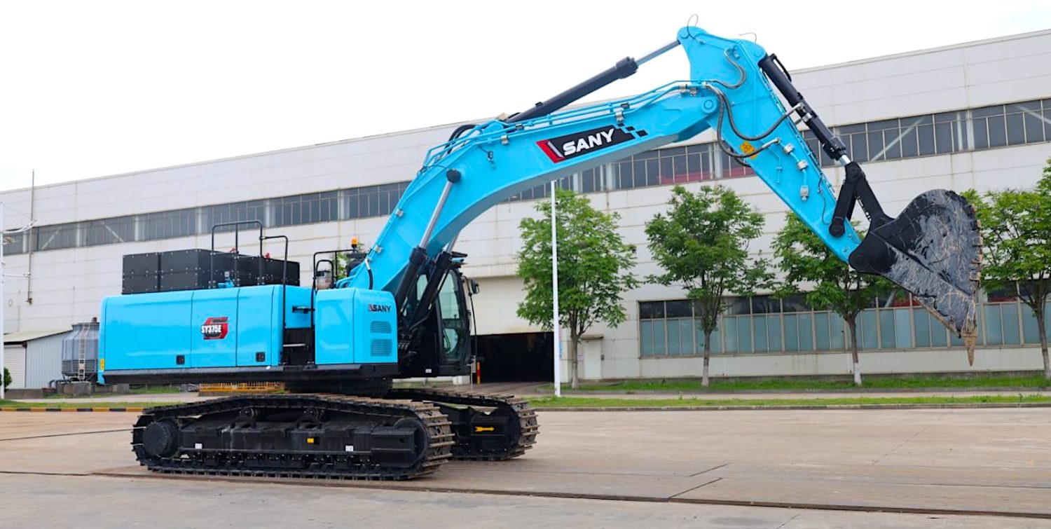 SANY SY375E รถขุด EV แบตเตอรี่ 550 kWh ถอดสลับได้